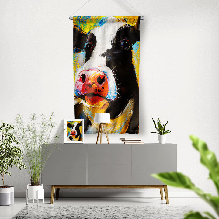 Renkli İnek Duvar Flaması 4985