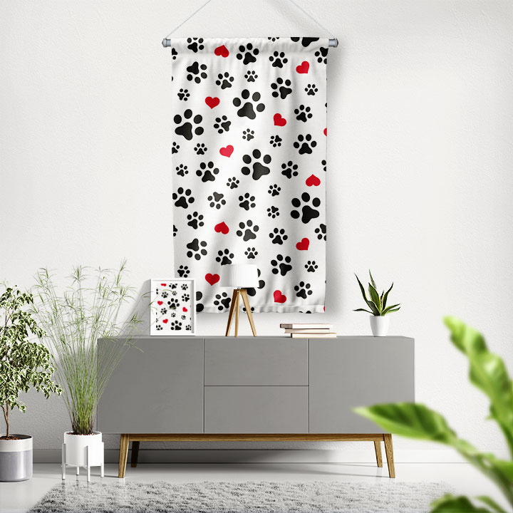 Pati ve Kalp Desenli Duvar Flaması 4986