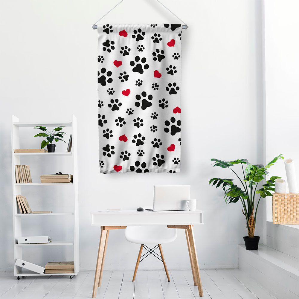 Pati ve Kalp Desenli Duvar Flaması 4986