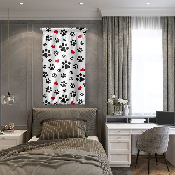 Pati ve Kalp Desenli Duvar Flaması 4986