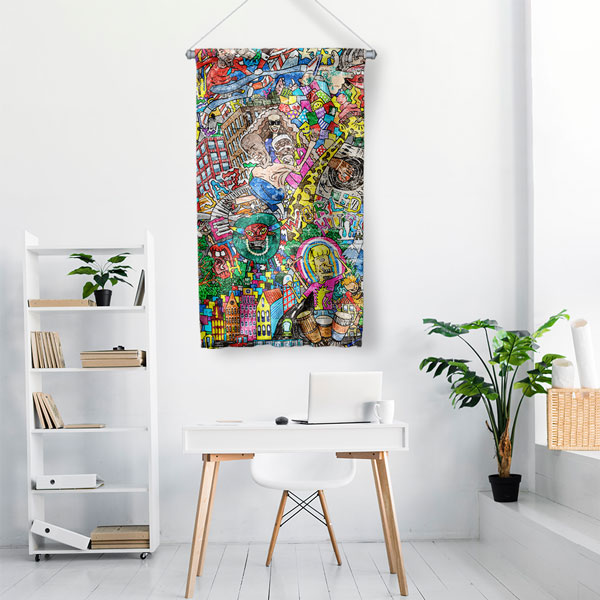 Şehir Temalı Grafiti Duvar Flaması 5033