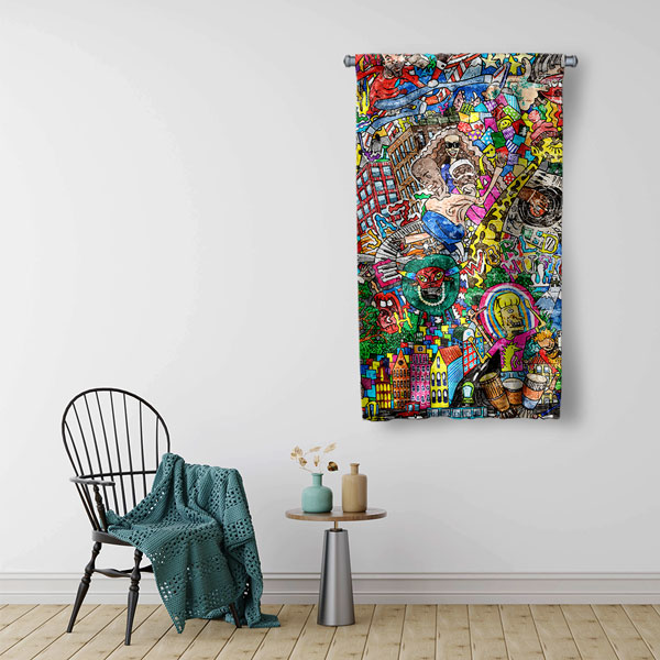 Şehir Temalı Grafiti Duvar Flaması 5033