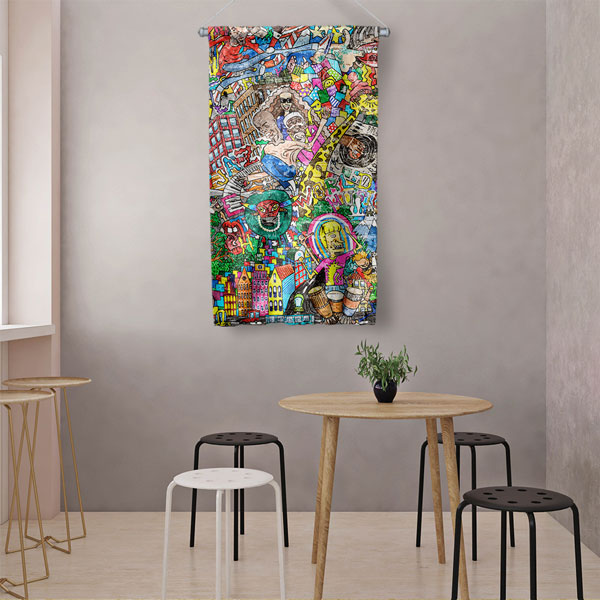 Şehir Temalı Grafiti Duvar Flaması 5033