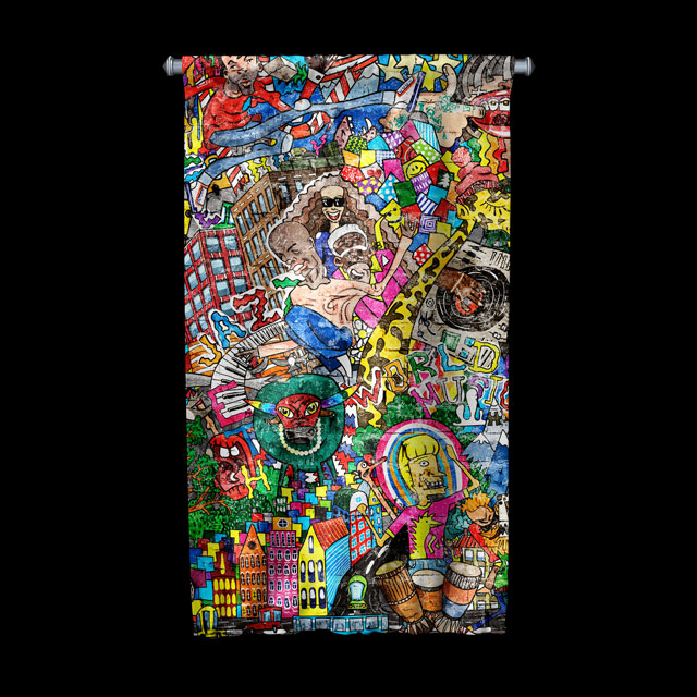 Şehir Temalı Grafiti Duvar Flaması 5033