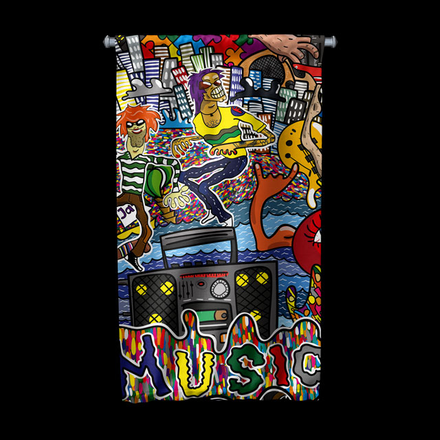 Pop Art Grafiti Duvar Flaması 5034