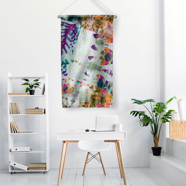 Soyut Çiçek Dokulu Duvar Flaması 5036