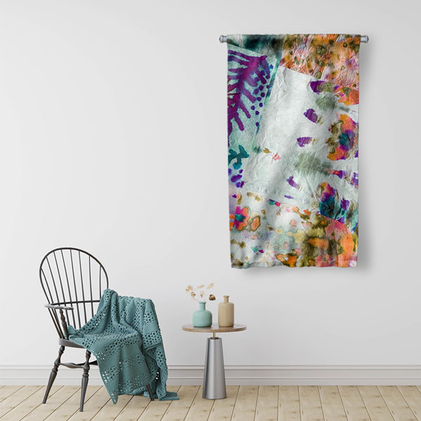 Soyut Çiçek Dokulu Duvar Flaması 5036