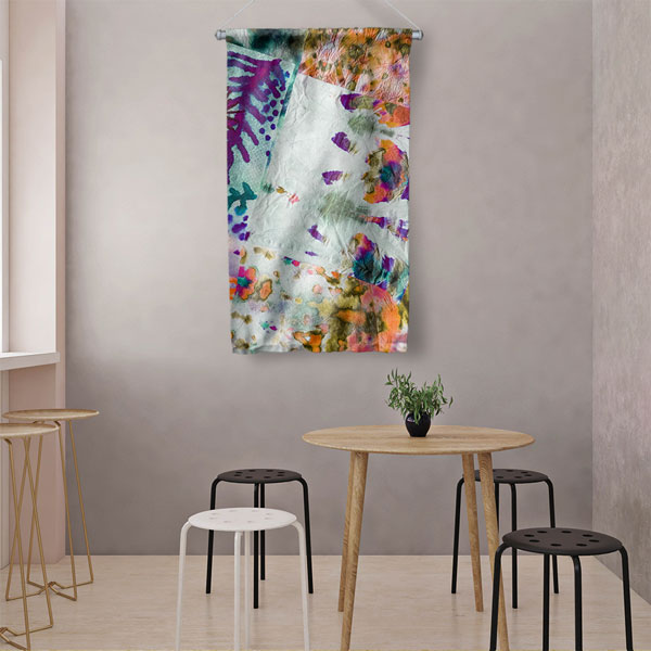 Soyut Çiçek Dokulu Duvar Flaması 5036