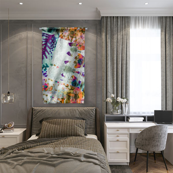 Soyut Çiçek Dokulu Duvar Flaması 5036