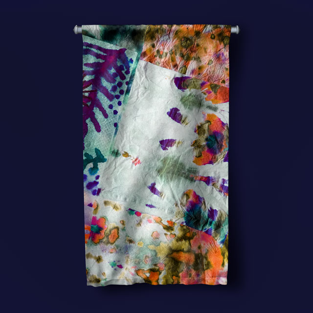 Soyut Çiçek Dokulu Duvar Flaması 5036