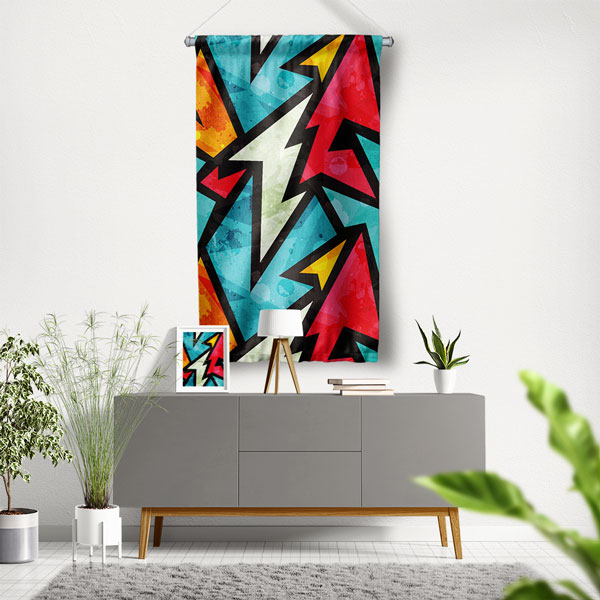 Geometrik Ok Desenli Duvar Flaması 5038