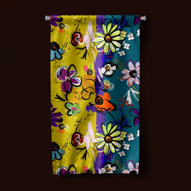 Renkli Çiçek Desenli Duvar Flaması 5040