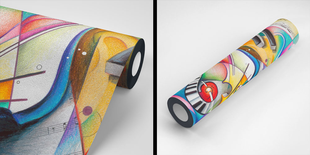 Soyut Müzik Enstrümanları Temalı Renkli Duvar Kağıdı 5071