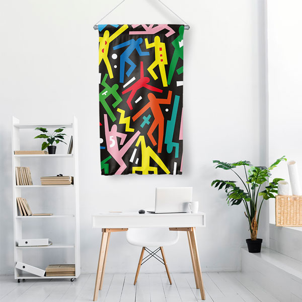 Renkli Dans Figürleri Modern Duvar Flaması 5091