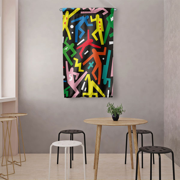 Renkli Dans Figürleri Modern Duvar Flaması 5091