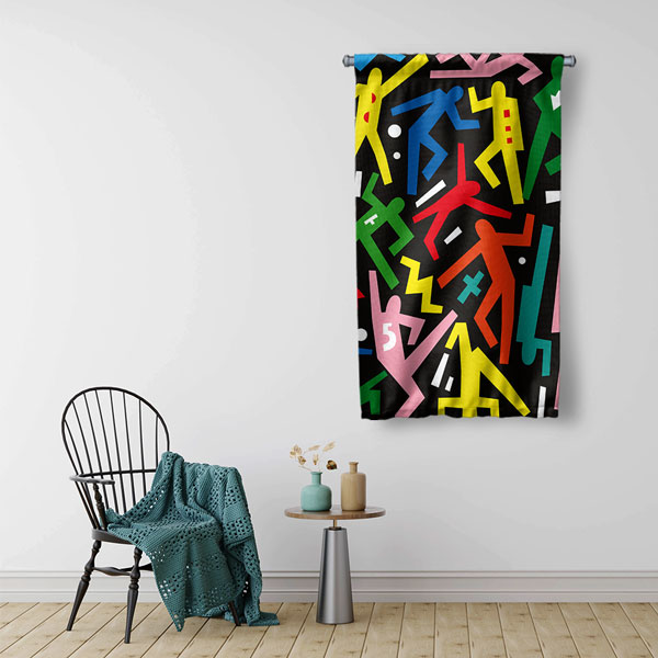 Renkli Dans Figürleri Modern Duvar Flaması 5091