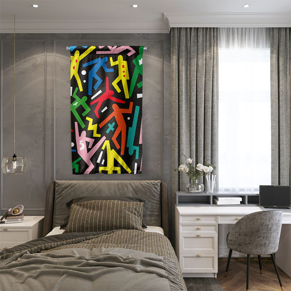 Renkli Dans Figürleri Modern Duvar Flaması 5091