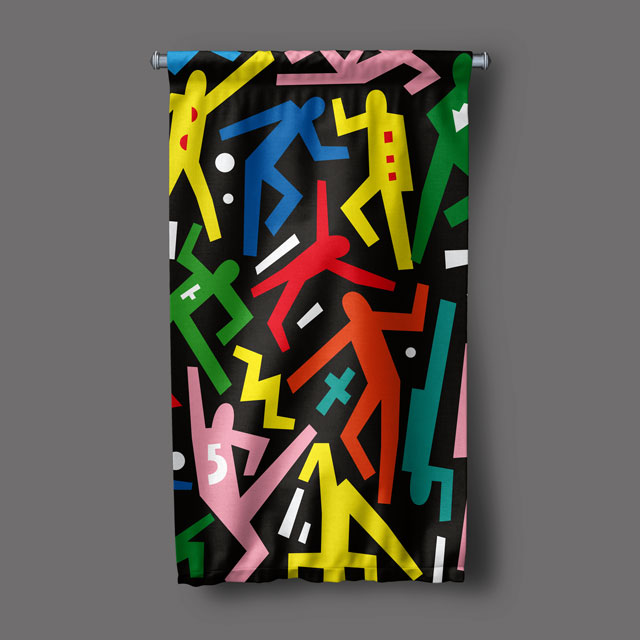 Renkli Dans Figürleri Modern Duvar Flaması 5091