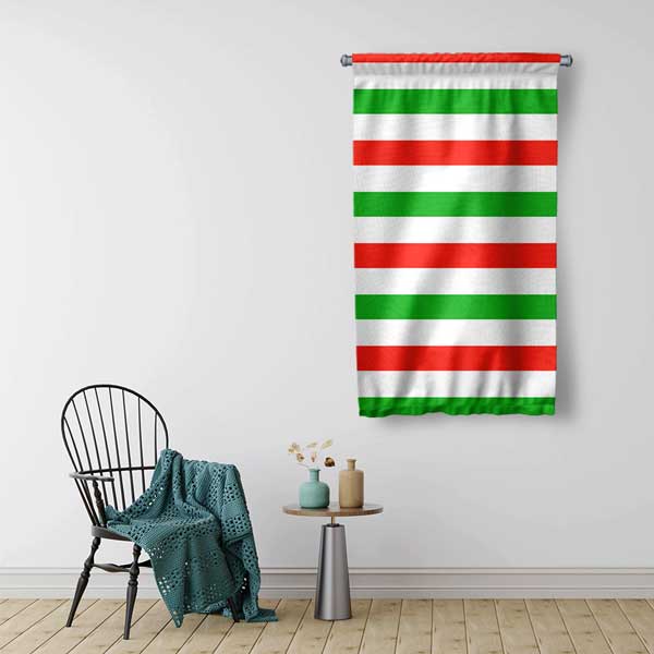 Kırmızı Yeşil Çizgili Minimal Desen Duvar Flaması 5197