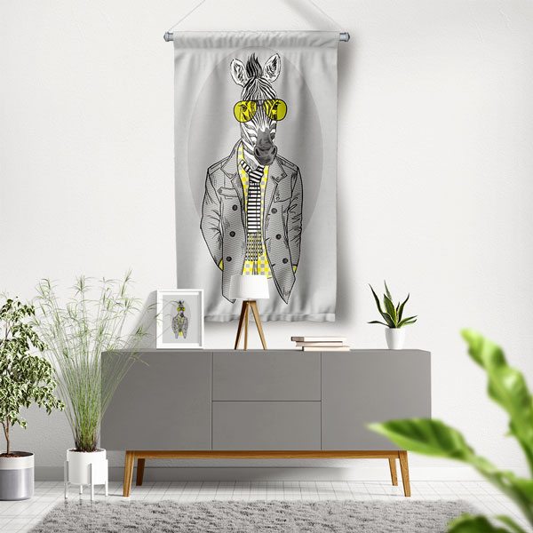 Hipster Zebra Duvar Flaması 5216