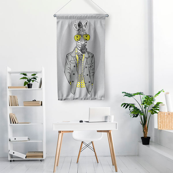 Hipster Zebra Duvar Flaması 5216