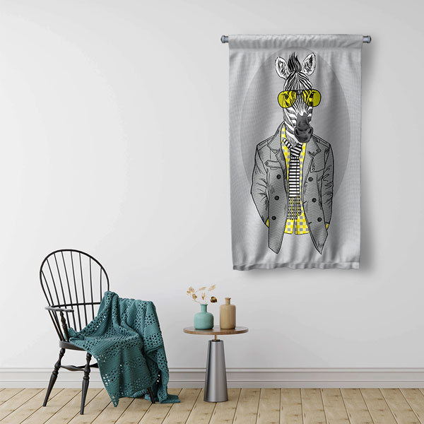 Hipster Zebra Duvar Flaması 5216