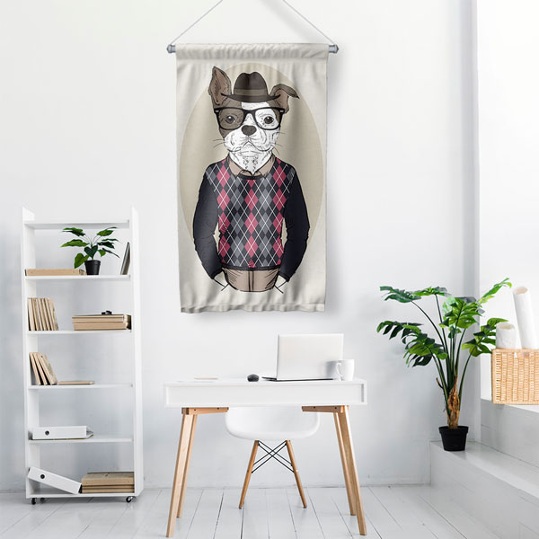 Retro Köpek Duvar Flaması 5218