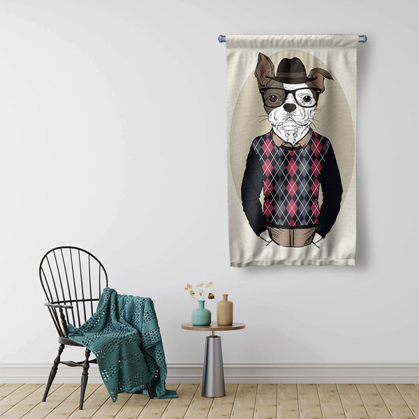 Retro Köpek Duvar Flaması 5218