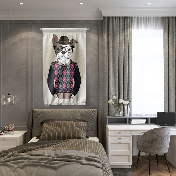 Retro Köpek Duvar Flaması 5218