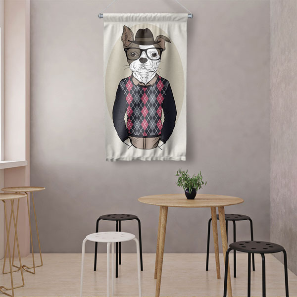 Retro Köpek Duvar Flaması 5218