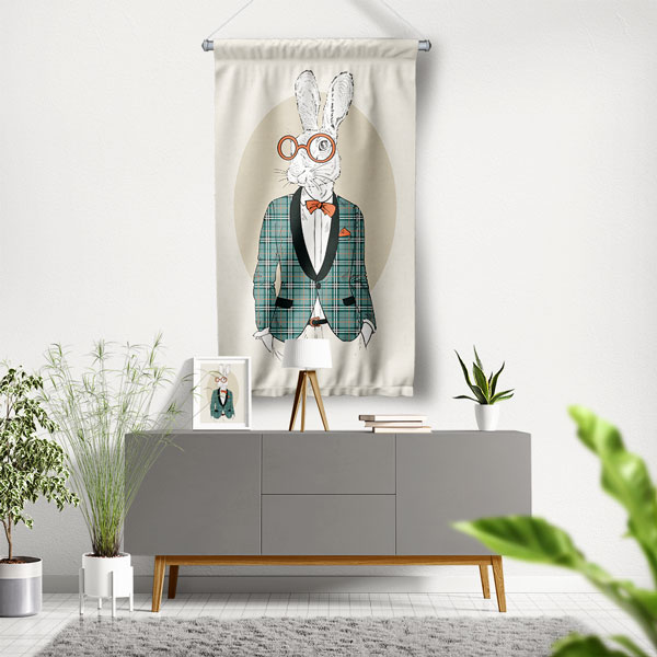 Şık Tavşan Duvar Flaması 5221