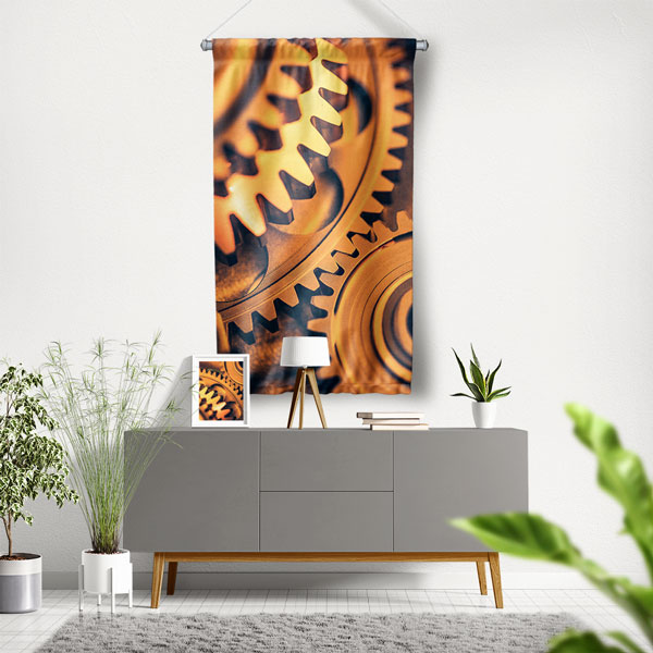 Endüstriyel Dişli Çark Tasarımlı Duvar Flaması 5507