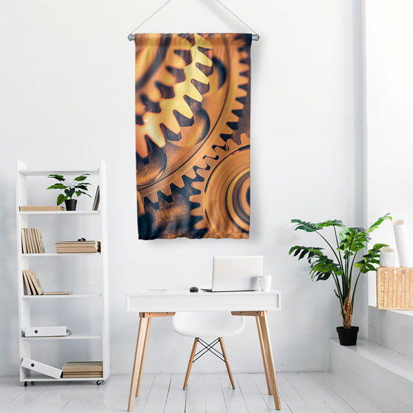 Endüstriyel Dişli Çark Tasarımlı Duvar Flaması 5507