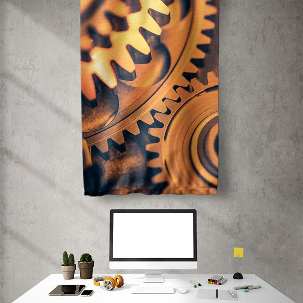 Endüstriyel Dişli Çark Tasarımlı Duvar Flaması 5507