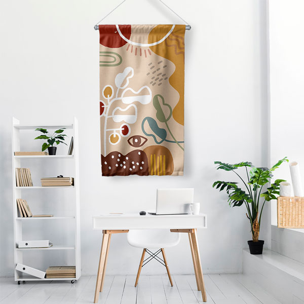 Soyut Güneş ve Doğal Formlu Minimal Duvar Flaması 6292