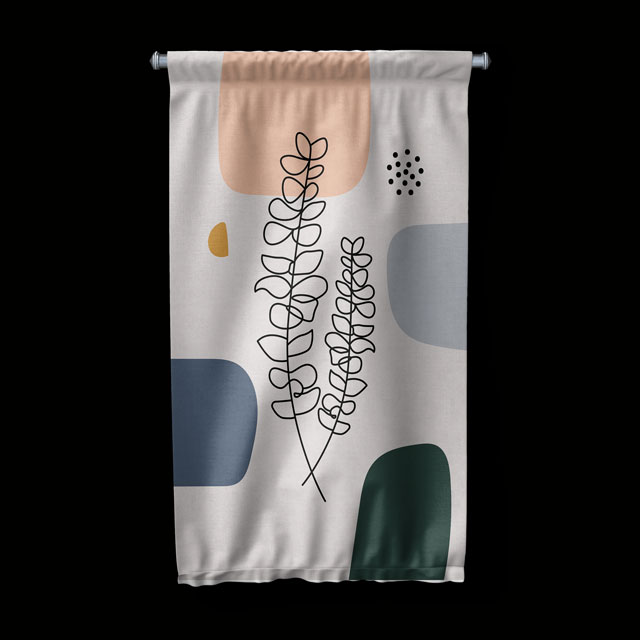 Minimal Çizgisel Yaprak Tasarımlı Duvar Flaması 6294