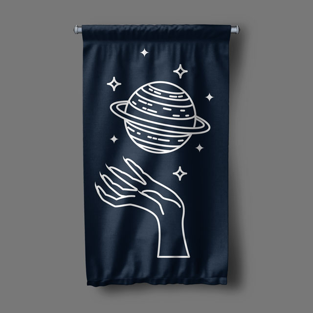 duvar-flamasi-6298-05 Minimal Gezegen ve El Figürlü Duvar Flaması 6298