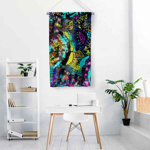 Neon Soyut Grafiti Duvar Flaması 5037