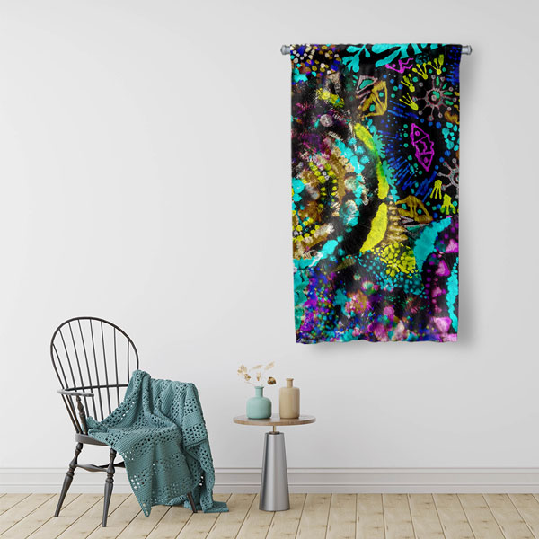 Neon Soyut Grafiti Duvar Flaması 5037