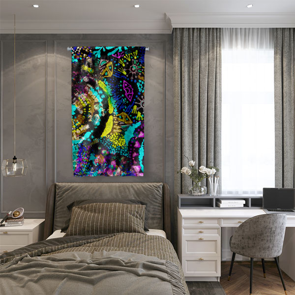 Neon Soyut Grafiti Duvar Flaması 5037