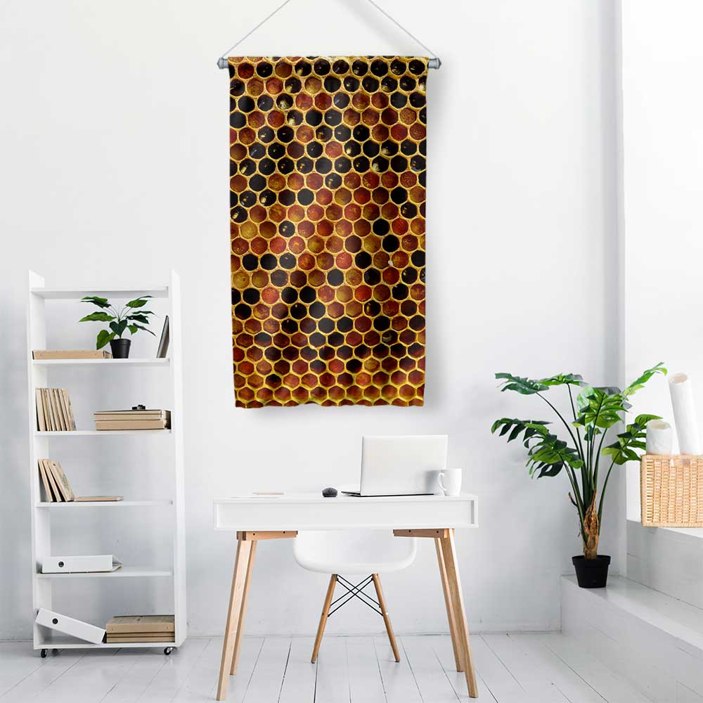 Bal Peteği Desenli Arı Kovanı Duvar Flaması 4770