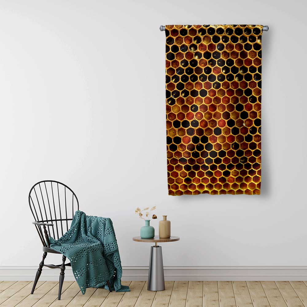 Bal Peteği Desenli Arı Kovanı Duvar Flaması 4770