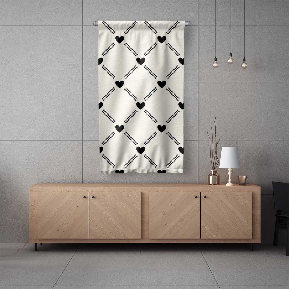 Minimal Kalp Desenli Modern Romantik Duvar Flaması 4565