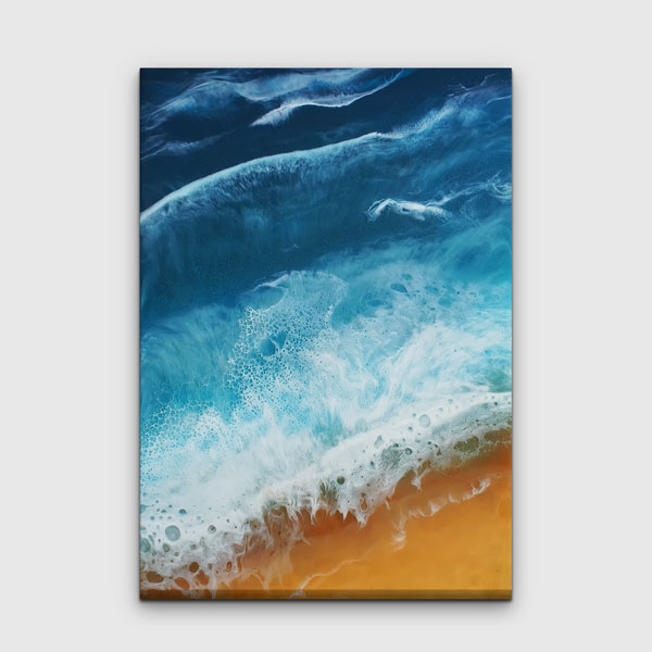 Turkuaz Dalgalar ve Kumsal Üstten Görünüm Deniz Temalı Duvar Tablosu 4589
