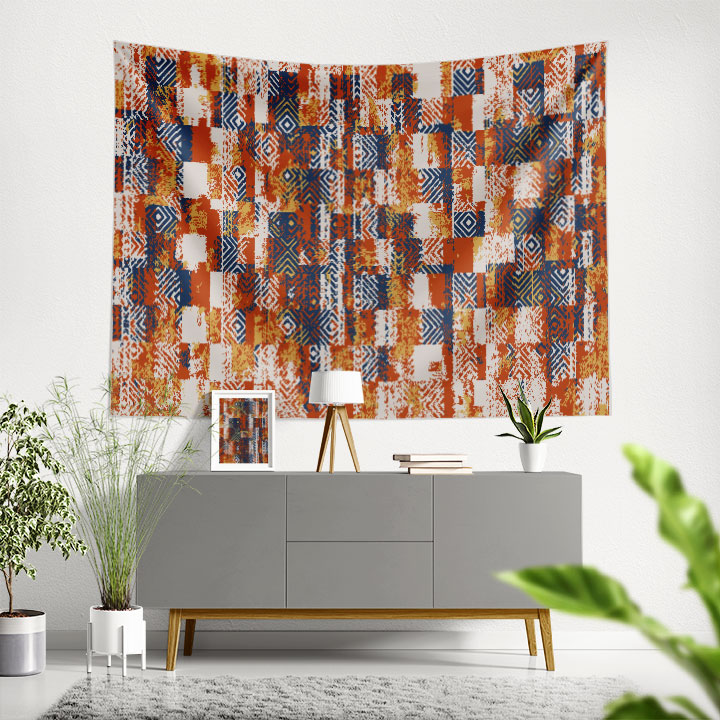 Dokulu Geometrik Desen Sanatı Duvar Örtüsü 4179