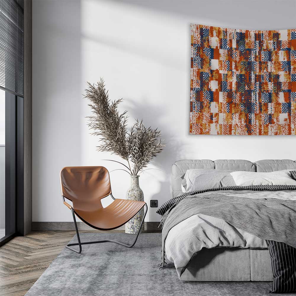 Dokulu Geometrik Desen Sanatı Duvar Örtüsü 4179