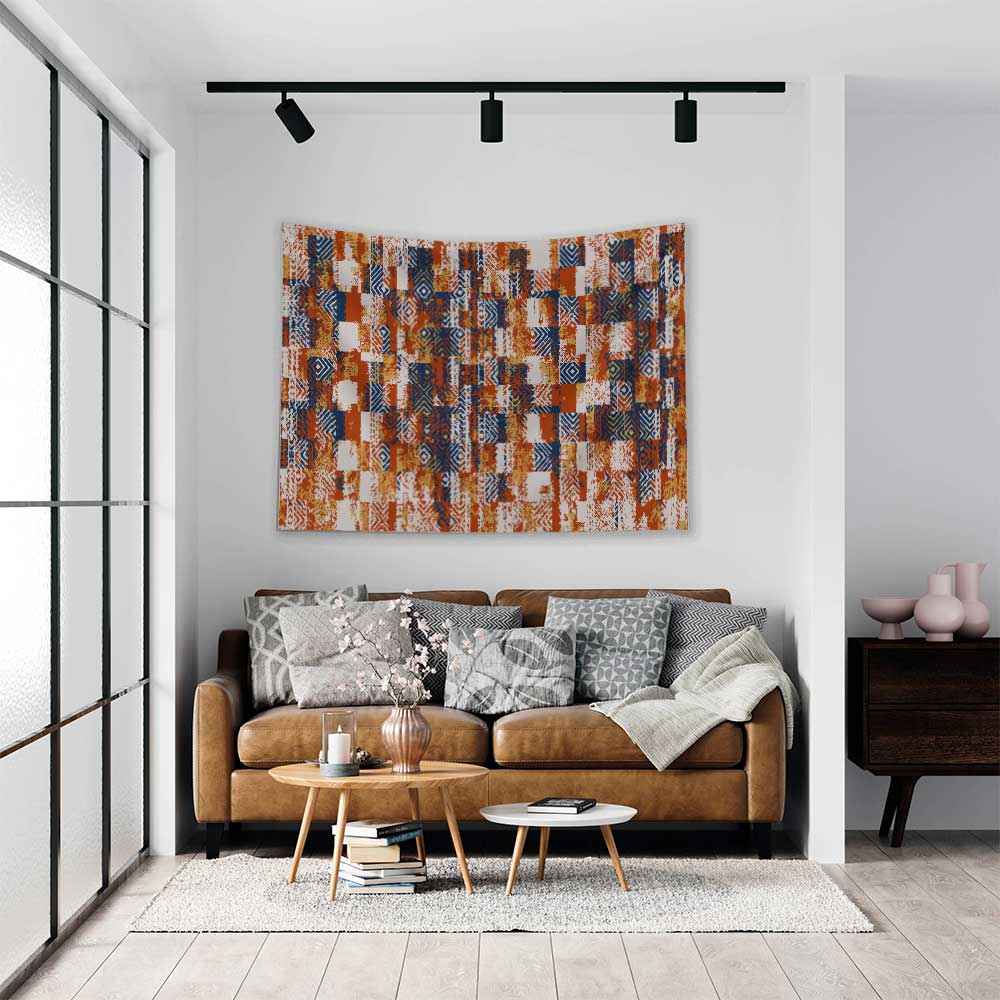 Dokulu Geometrik Desen Sanatı Duvar Örtüsü 4179