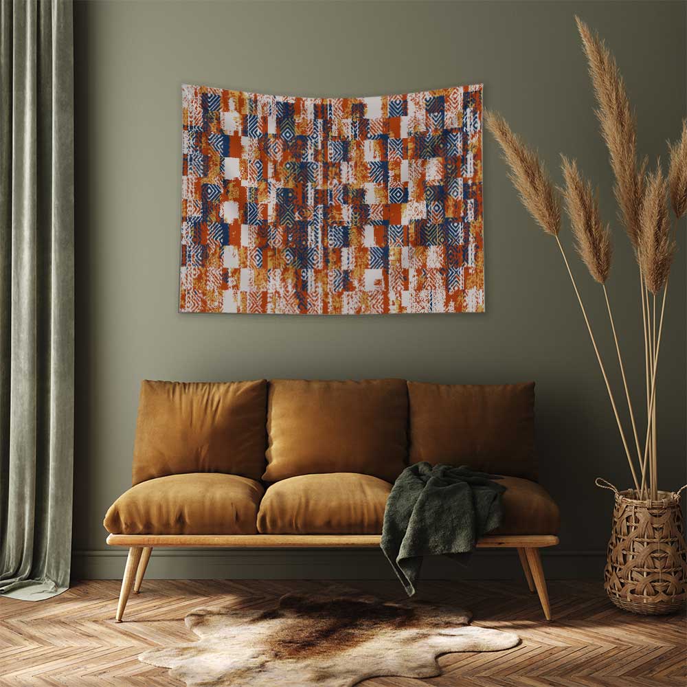 Dokulu Geometrik Desen Sanatı Duvar Örtüsü 4179