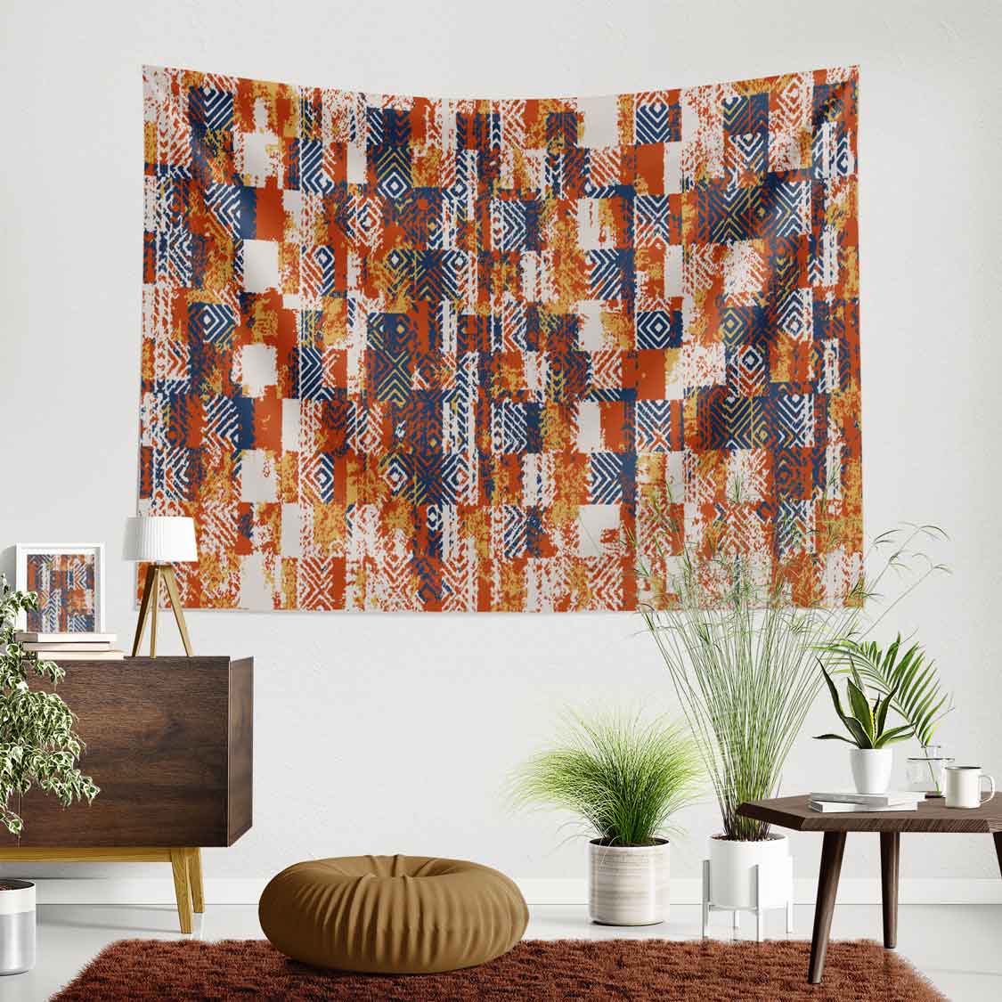 Dokulu Geometrik Desen Sanatı Duvar Örtüsü 4179