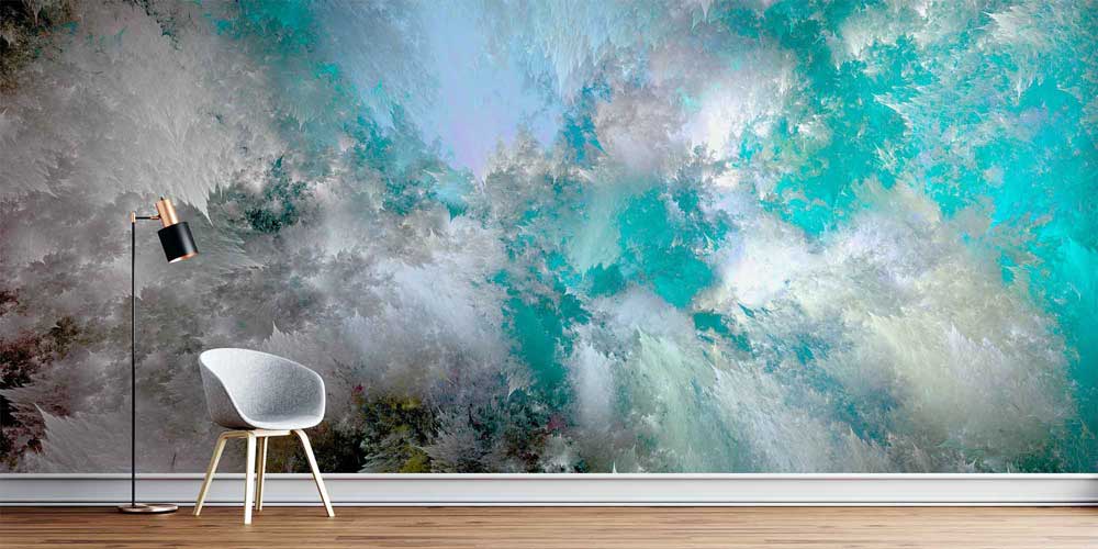 Turkuaz Bulut Dokulu Soyut Sanat Duvar Kağıdı 4147